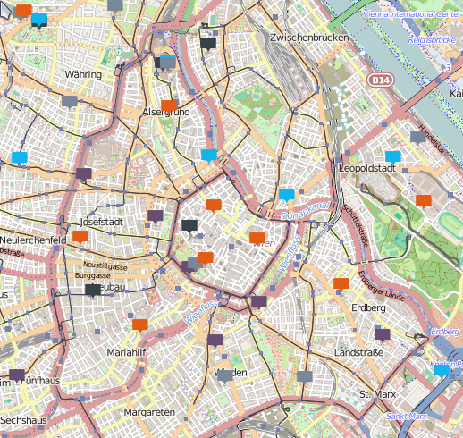 Büchereien in Wien - Kartendaten (c) OpenStreetMap contributors
